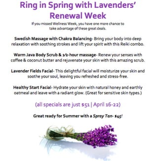 Lavenders' Renewal Week collateral