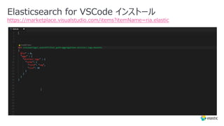 Elasticsearch for VSCode インストール
https://marketplace.visualstudio.com/items?itemName=ria.elastic
 