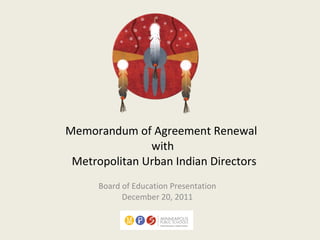 Memorandum of Agreement Renewal  with  Metropolitan Urban Indian Directors Board of Education Presentation December 20, 2011 