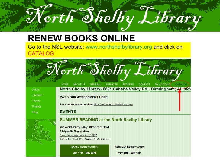 Renew Books Online at the North Shelby Library