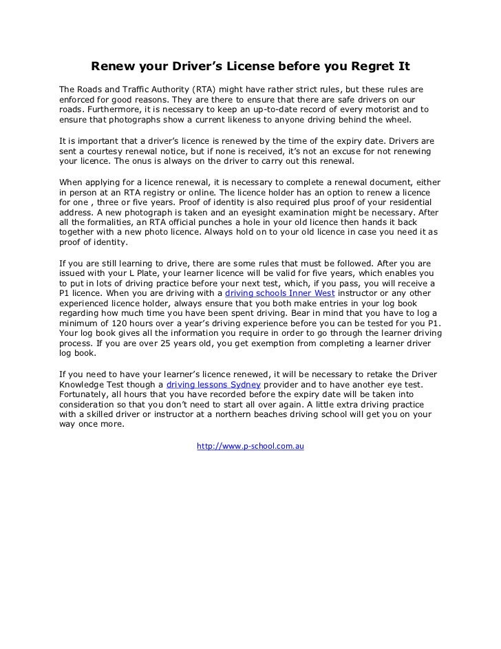 Renew your Driver’s Licence before you Regret It