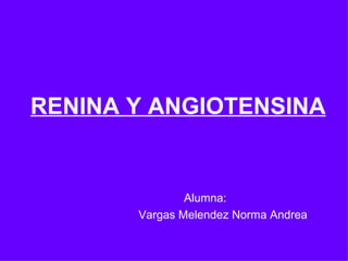 RENINA Y ANGIOTENSINA Alumna: Vargas Melendez Norma Andrea 