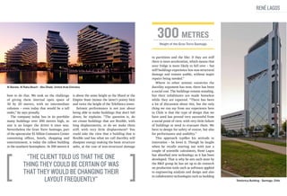 René Lagos

300 Metres
Height of the Gran Torre Santiago

Al Bandar, Al Raha Beach - Abu Dhabi, United Arab Emirates

how to do that. We took on the challenge
of giving them internal open space of
30 by 20 metres, with no intermediate
columns – even today that would be a tall
order,” he says proudly.
The company today has in its portfolio
many buildings over 200 metres high, so
size is no longer the driver it once was.
Nevertheless the Gran Torre Santiago, part
of the spectacular $1 billion Costanera Center
containing offices, hotels, shopping and
entertainment, is today the tallest building
in the southern hemisphere. At 300 metres it

is about the same height as the Shard or the
Empire State (minus the latter’s pointy bits)
and twice the height of the Telefónica tower.
Seismic performance is not just about
being able to make buildings that don’t fall
down, he explains. “The question is, do
we create buildings that are flexible, with
long displacements, or do we make them
stiff, with very little displacement? You
could take the view that a building that is
flexible and has what we call ductility will
dissipate energy making the basic structure
safer, at the cost of non-structural damage

“The client told us that the one
thing they could be certain of was
that they would be changing their
layout frequently”

to partitions and the like: if they are stiff
there is more acceleration, which means that
your fridge is more likely to fall over – but
stiff buildings experience less non-structural
damage and remain usable, without major
repairs being needed.”
Where in other seismic countries the
ductility argument has won, there has been
a social cost. The buildings remain standing,
but their inhabitants are made homeless
while they are repaired. “There has been
a lot of discussion about this, but the only
thing we can say from our experience here
in Chile is that the type of design that we
have used has proved very successful from
a social point of view, with very little failure
of buildings or need to evacuate them. We
have to design for safety of course, but also
for performance and usability.”
This approach typifies his attitude to
innovation – he loves it. Though he laughs
when he recalls starting out with just a
couple of scientific calculators, René Lagos
has absorbed new technology as it has been
developed. That is why he sets such store by
the R&D group he has set up to do research
on production tools such as software applied
to engineering analysis and design and also
in collaborative technologies such as building
Telefonica Building - Santiago, Chile

 