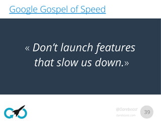 dareboost.com
@Dareboost
39
« Don’t launch features
that slow us down.»
Google Gospel of Speed
 