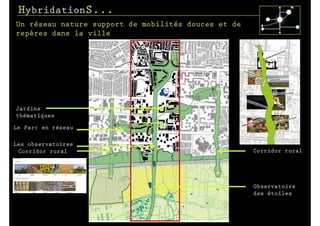 HybridationS...
Un réseau nature support de mobilités douces et de
repères dans la ville




Jardins
thématiques

Le Parc en réseau

Les observatoires
 Corridor rural                                      Corridor rural




                                                     Observatoire
                                                     des étoiles
 