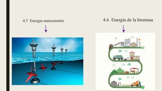4.5 Energía mareomotriz 4.6 Energía de la biomasa
 