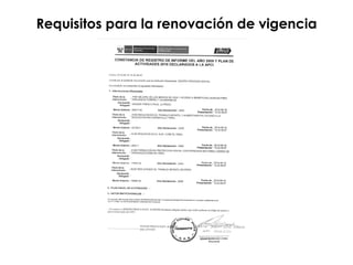 Requisitos para la renovación de vigencia 