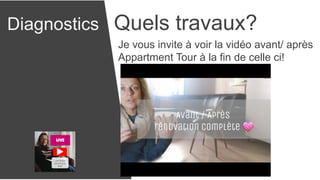 Diagnostics Quels travaux?
Je vous invite à voir la vidéo avant/ après
Appartment Tour à la fin de celle ci!
 
