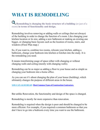 Remmodeling Examples Renovation vs remodeling | PDF