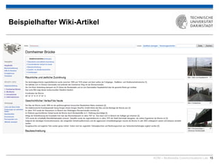 KOM – Multimedia Communications Lab 15
Beispielhafter Wiki-Artikel
 