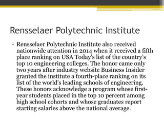 Rensselaer Polytechnic Institute - A Leading School of Engineering | PPTX