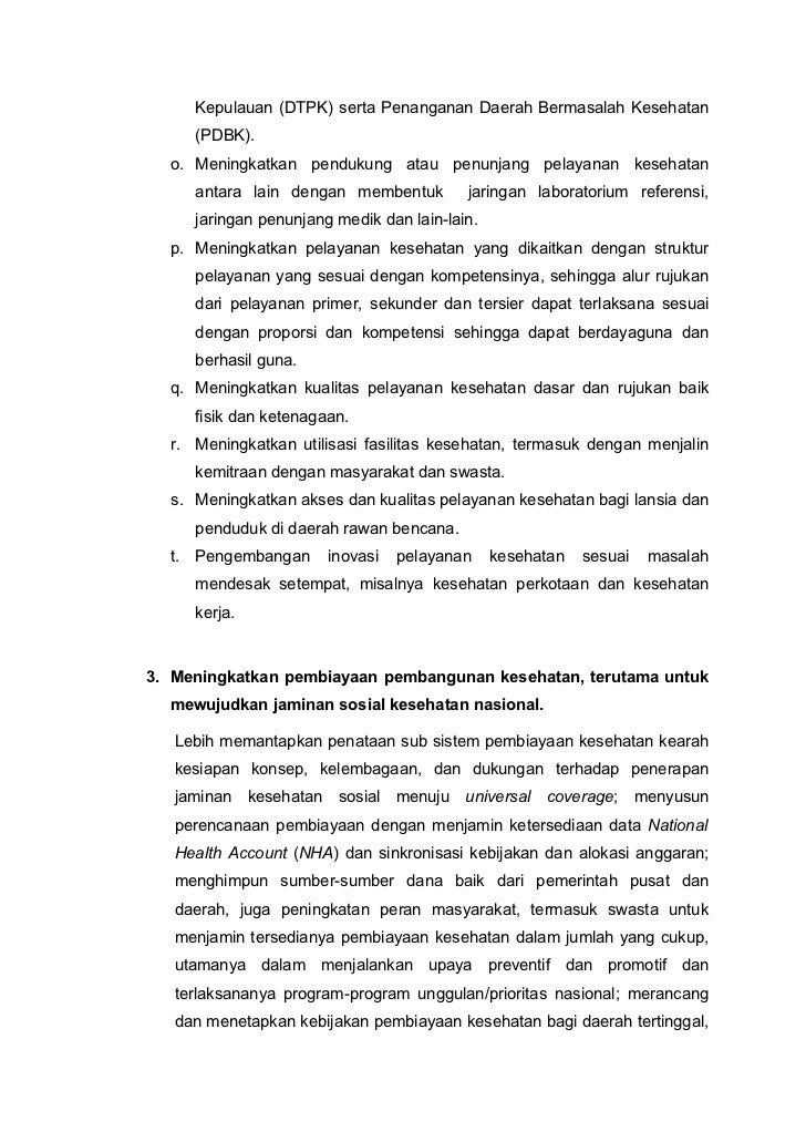 Rencana Strategis Kementrian Kesehatan 2010 2014