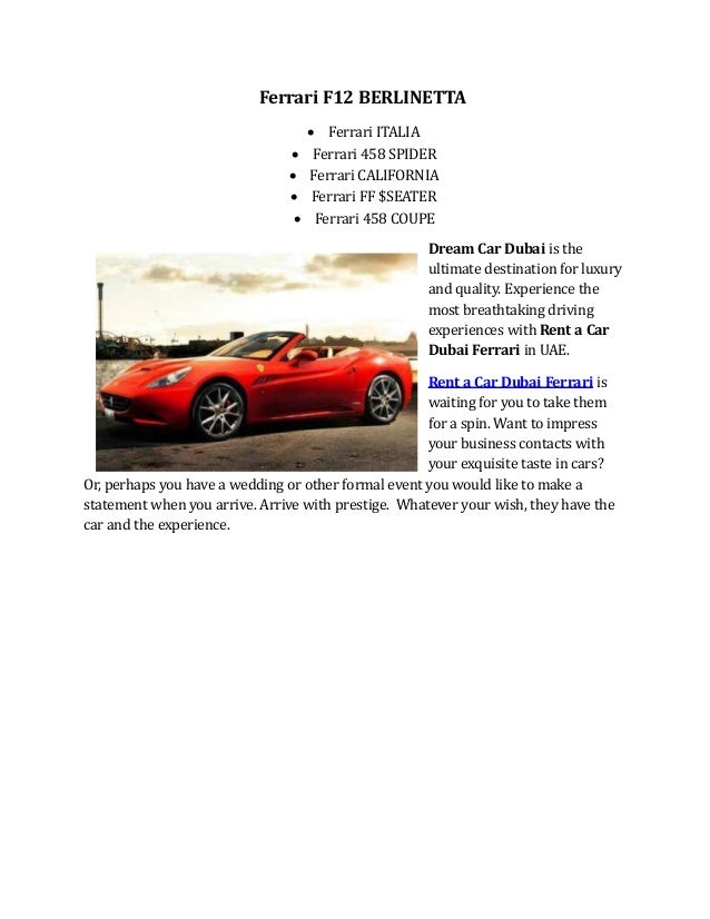Rent A Car Dubai Ferrari