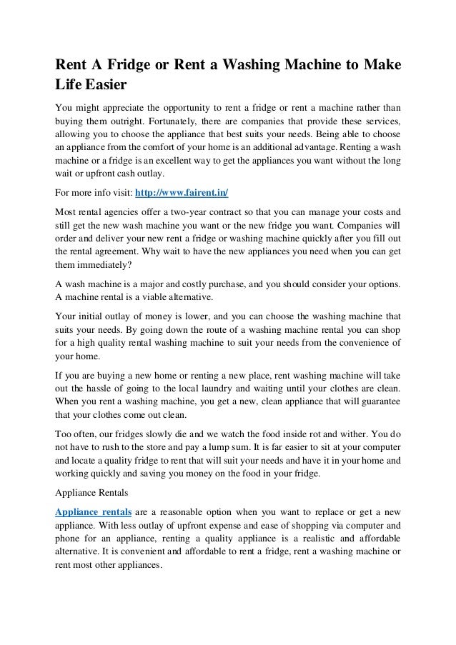 Rent A Fridge Or Rent A Washing Machine To Make Life Easier - rent a fridge or rent a washing machine to make life easier you might appreciate the