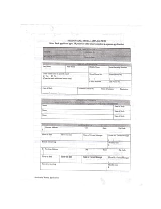 Rental application form