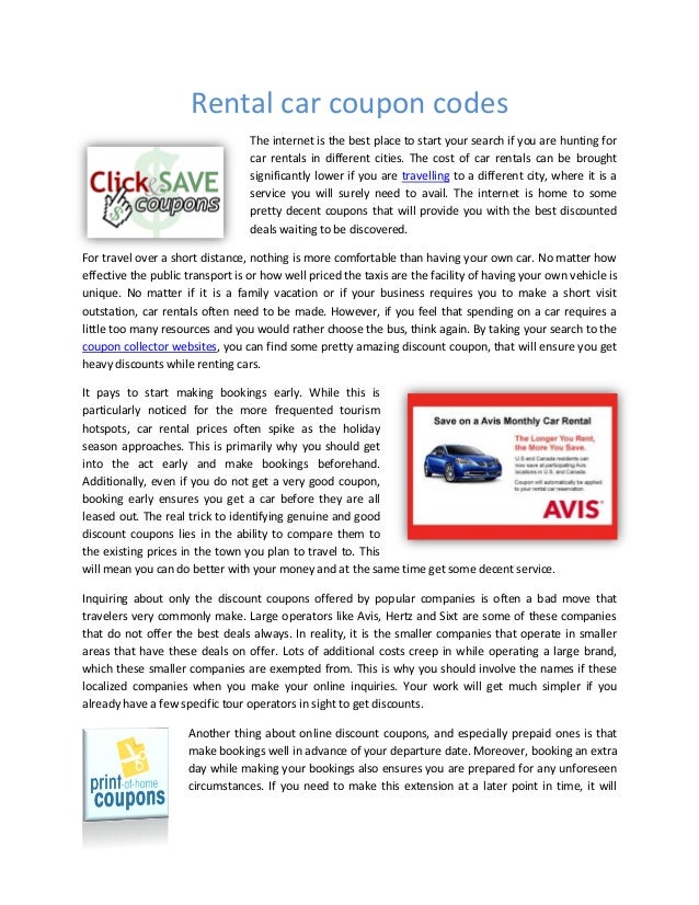 Car rental coupon codes australia