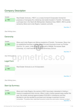 Rental property business plan example | PDF