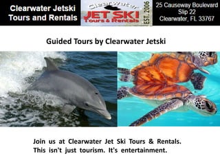 Join us at Clearwater Jet Ski Tours & Rentals.
This isn't just tourism. It's entertainment.
Guided Tours by Clearwater Jetski
 