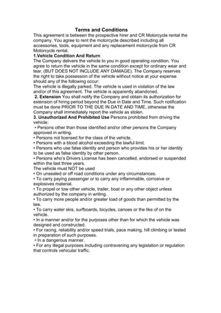 Rental Terms &amp; Conditions | PDF