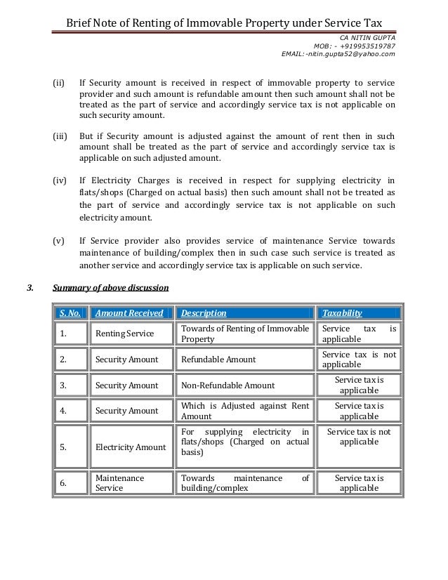 Service Tax On Rent Immovable Property Service Tax On Rent Immovable Property