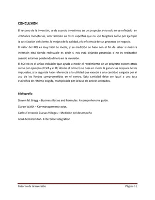 Rentorno De La Inversion Roi