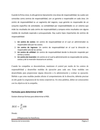 Rentorno De La Inversion Roi