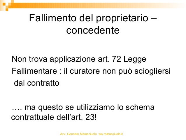 Art 72 legge fallimentare