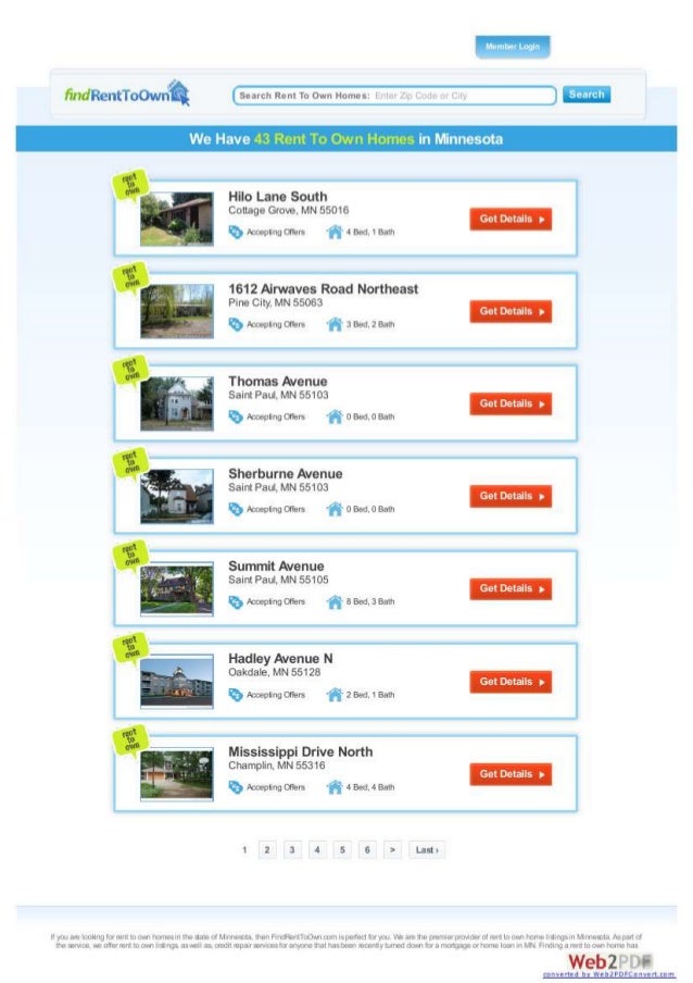 Rent to own homes in MN