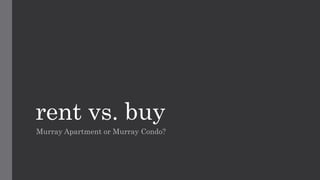 rent vs. buy
Murray Apartment or Murray Condo?
 