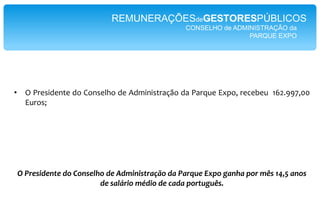 REMUNERAÇÕESdeGESTORESPÚBLICOSCONSELHO de ADMINISTRAÇÃO doMetro do Porto,S.A.