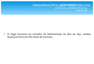 REMUNERAÇÕESdeGESTORESPÚBLICOSCONSELHO de ADMINISTRAÇÃONAV Portugal EPE