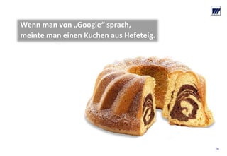 © Dr. Wieselhuber & Partner GmbH. All rights reserved. Proprietary and confidential.
VO_190515_th_MedienforumOstBY_CK_tr.pptx
28
Wenn man von „Google“ sprach, 
meinte man einen Kuchen aus Hefeteig.
28
 