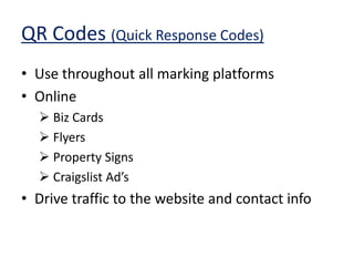 QR Codes (Quick Response Codes)Use throughout all marking platformsOnline Biz Cards