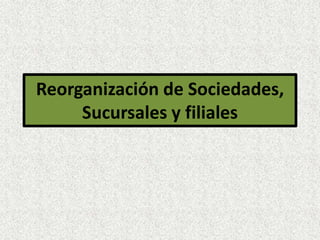 Reorganización de Sociedades,
     Sucursales y filiales
 
