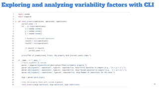 11
Exploring and analyzing variability factors with CLI
 