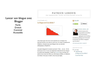 Lancer son blogue avec Blogger Facile Gratuit Convivial Accessible 
