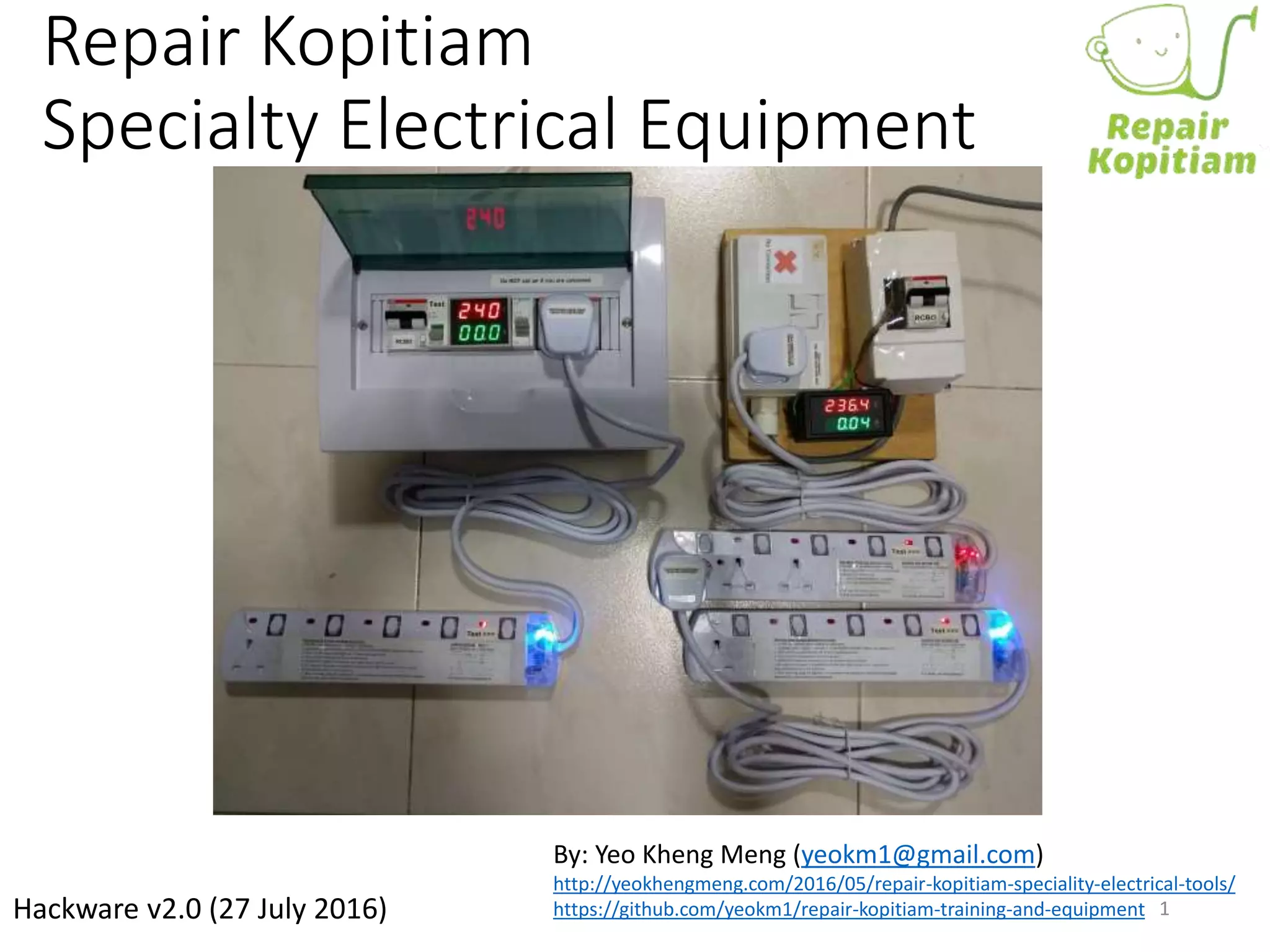 Repair Kopitiam Specialty Electrical Equipment PPT