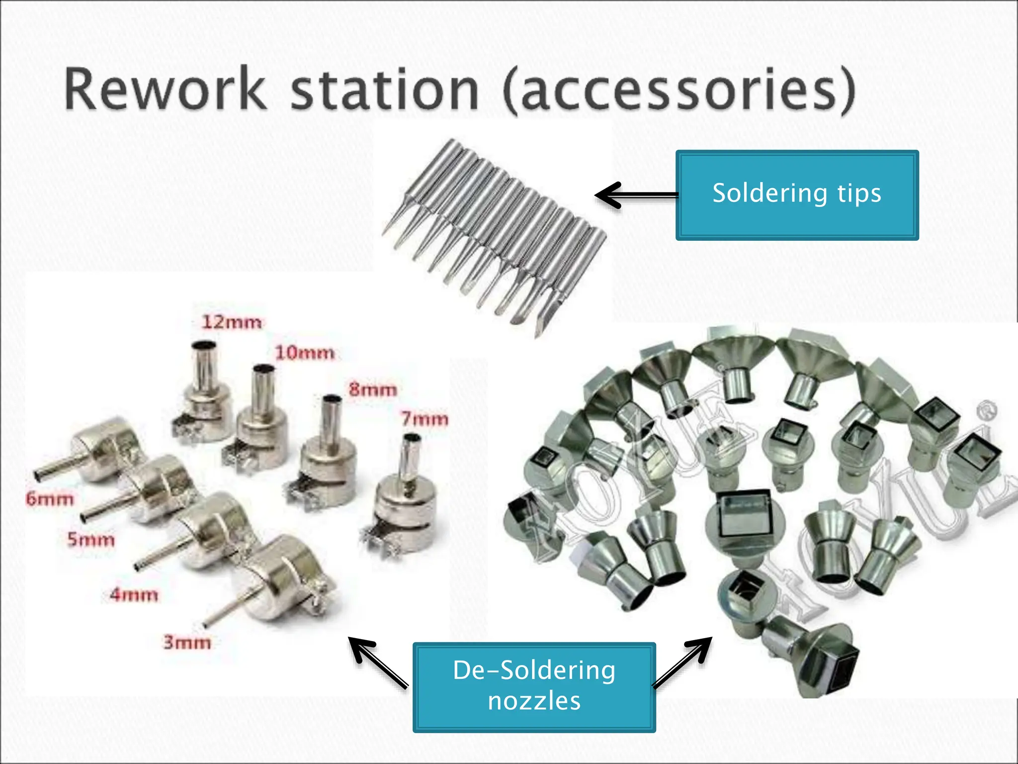 Soldering tips
De-Soldering
nozzles
 