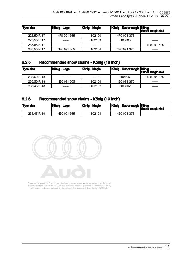 Audi 4E0 091 375 Snow Chains Set Car Accessories Winter Goods