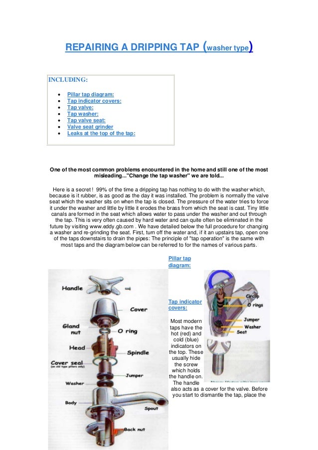 Repairing a dripping tap