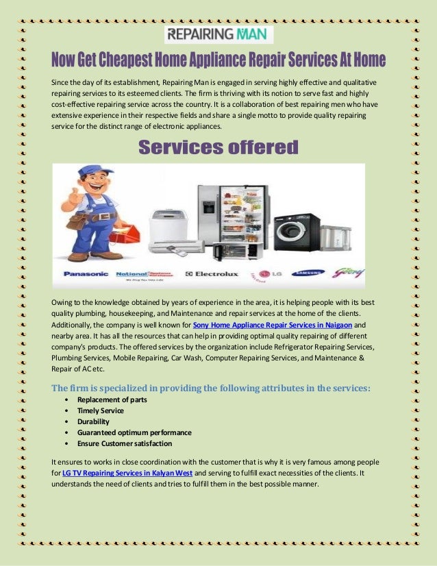 Now Get Cheapest Home Appliance Repair Services At Home