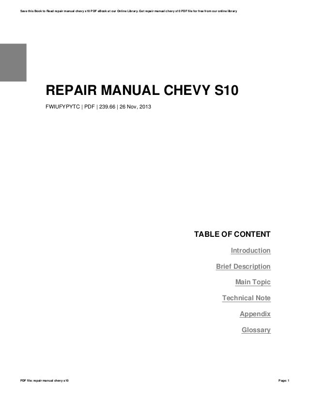 CHEVY S10 REPAIR MANUAL ONLINE FREE visual data 3