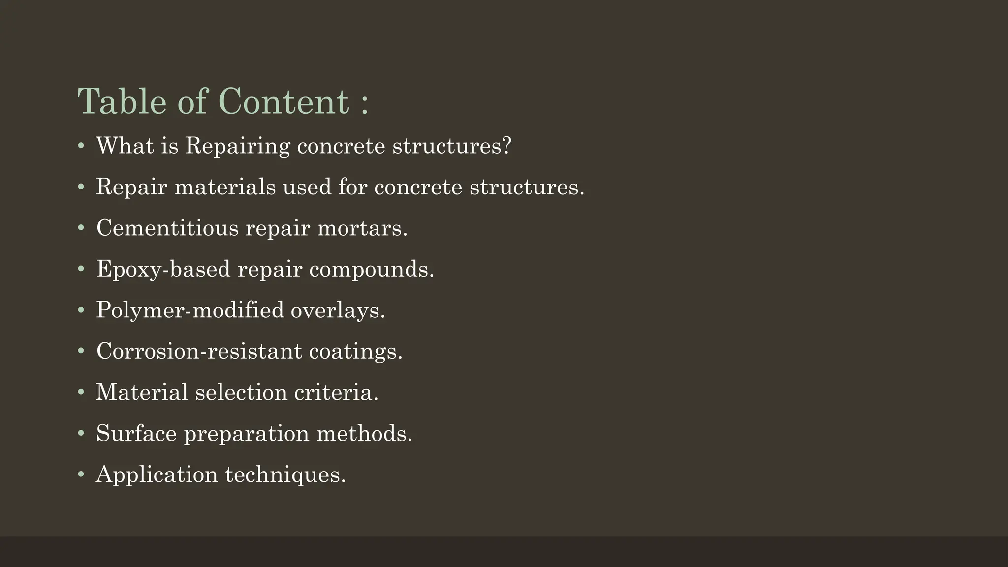 Repair Materials for concrete structures | PPT