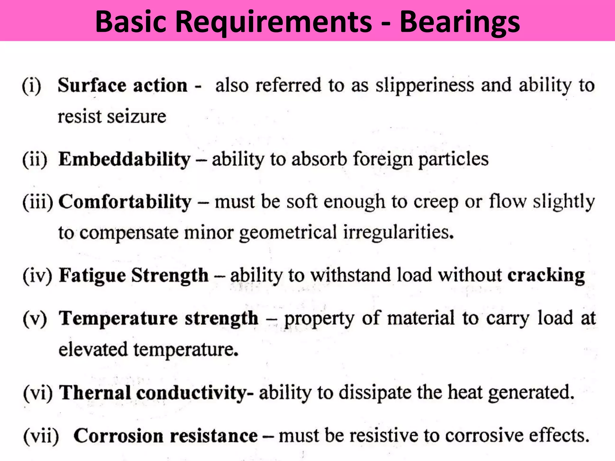 Basic Requirements - Bearings
 