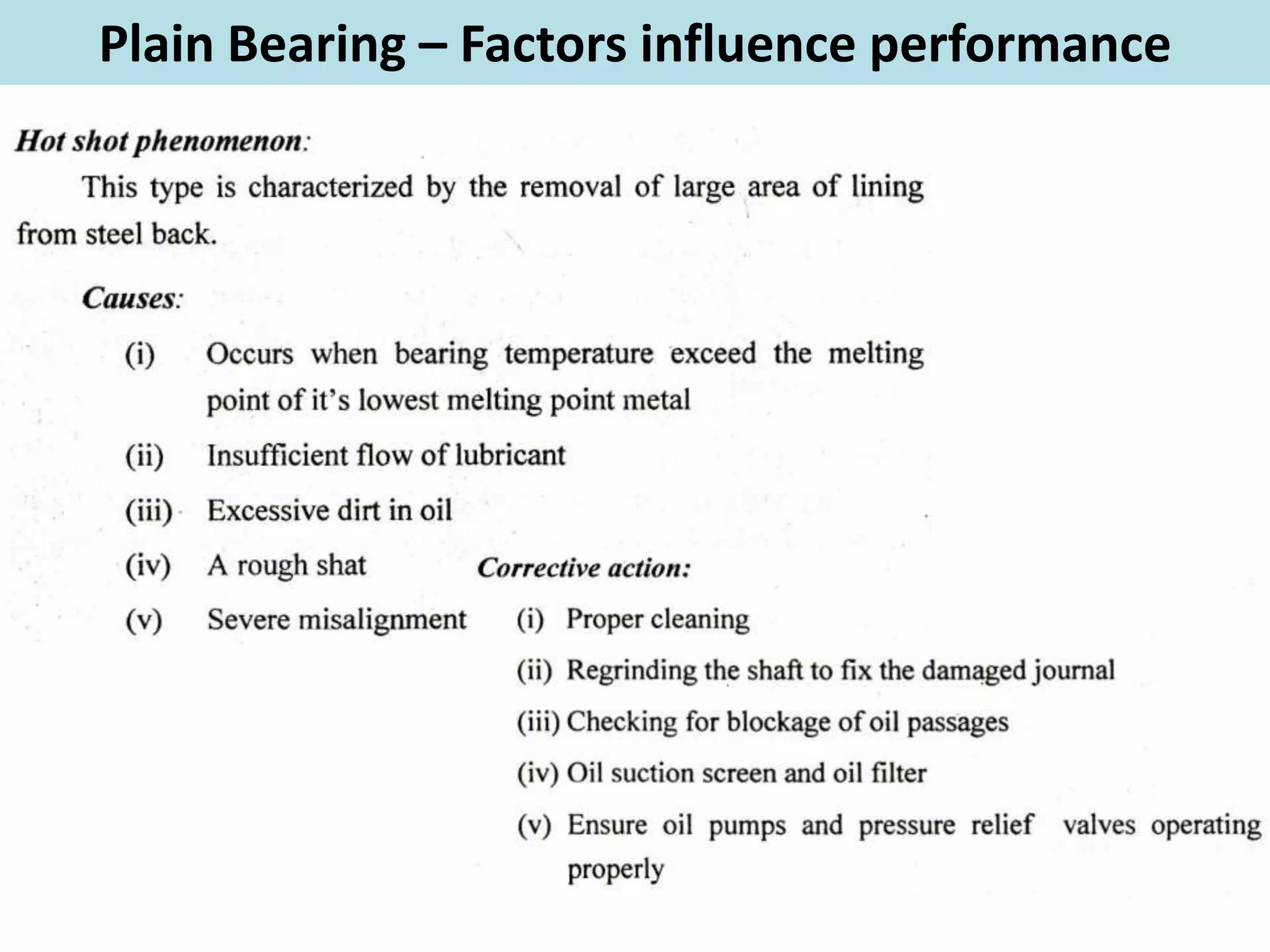 Plain Bearing – Factors influence performance
 