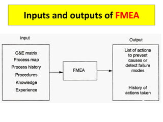 Inputs and outputs of FMEA
 