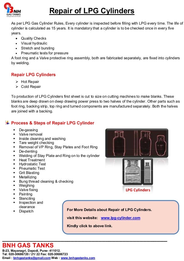 Repair of lpg cylinders.