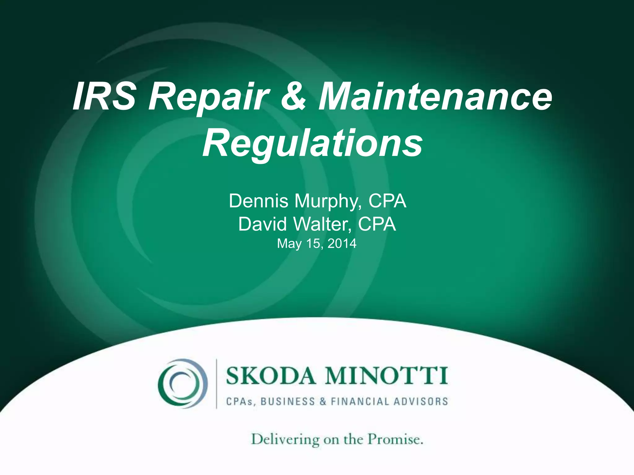 Skoda Minotti Speaker Series IRS Repair & Maintenance Regulations PPT