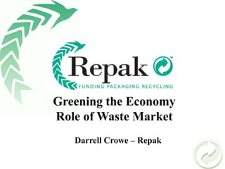 Greening the Economy Role of Waste Market Darrell Crowe – Repak  
