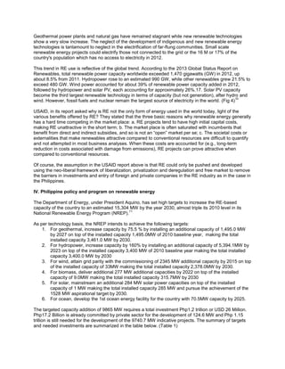 AGHAM Notes on Renewable Energy in the Philippines | PDF